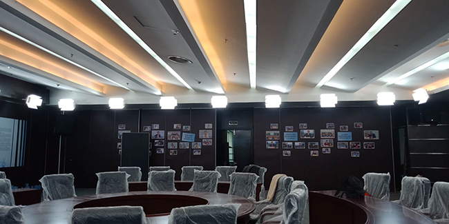 Vangaa Lighting LED Tri-Color Soft Light Jianggan 지구 문화 센터 회의실에 정착했습니다.